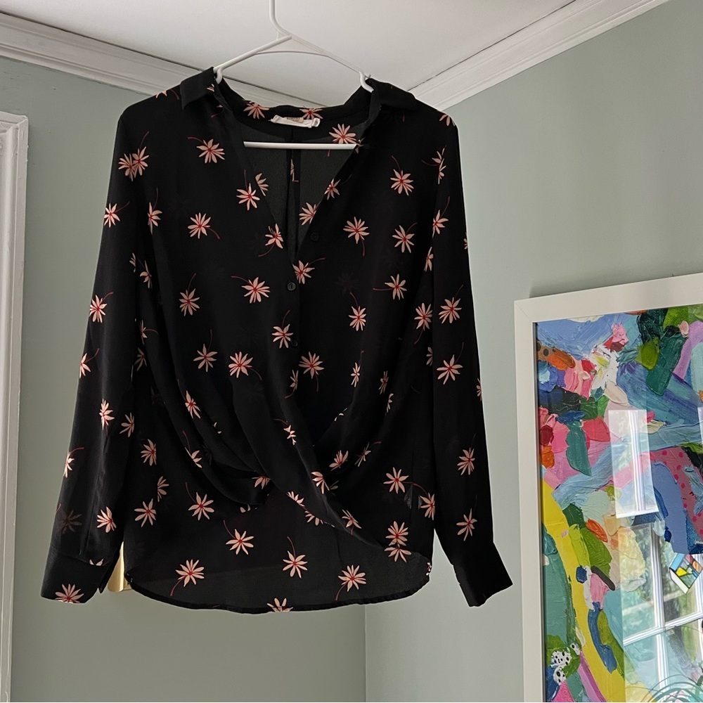 Lush black floral blouse